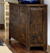 Spacious Wooden Dresser With 7 Drawers, Rustic Burnished Brown