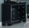 Mirror Accented Wooden Dresser With 9 Drawers, Black