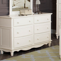 Wooden Six Drawer Dresser With Efficient Storage, White