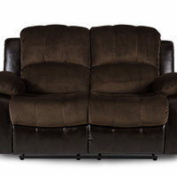 Double Reclining Loveseat In Textured Microfiber Upholstery, Dark Brown