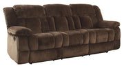Microfiber Textured Fabric Reclining Sofa, Brown