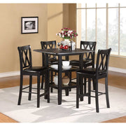 5 Piece Wooden CoUnter Height Dining Set, Black