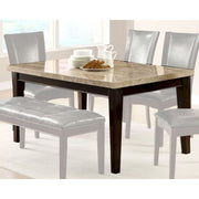 Wooden Dining Table With Ivory MarbleTop, Ivory Cream & Espresso Brown
