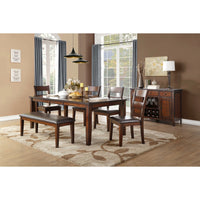 Mango Veneer Dining Table With a Sleek Surface, Cherry Brown