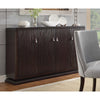 Solid Textured Wooden Server With Wine Rack & Buffet Storage, Deep Espresso Brown