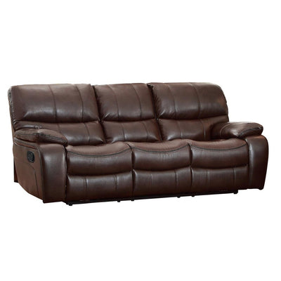 Leather Upholstered Three Seater Recliner Sofa, Dark Brown