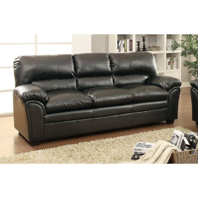 Bonded Leather Upholstered Three Seater Sofa , Black