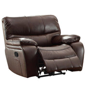 Glider Reclining Chair With Gel Match Leather Upholstery, Dark Brown