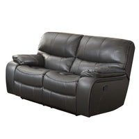Leather Gel Covered Reclining Loveseat, Gray