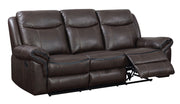 Transitional Faux Leather Gel Recliner Sofa With Power Outlet, Brown