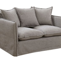 LinenLike Fabric Love Seat With Slim Track Arms, Gray