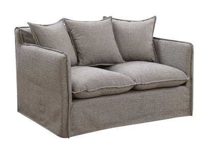 LinenLike Fabric Love Seat With Slim Track Arms, Gray