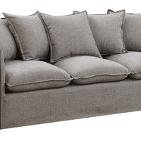 Transitional LinenLike Fabric Sofa With Slim Track Arms, Gray