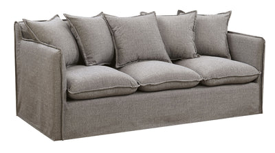 Transitional LinenLike Fabric Sofa With Slim Track Arms, Gray