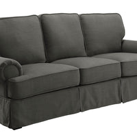 Transitional LinenLike Fabric Sofa With Rolled Arms, Gray