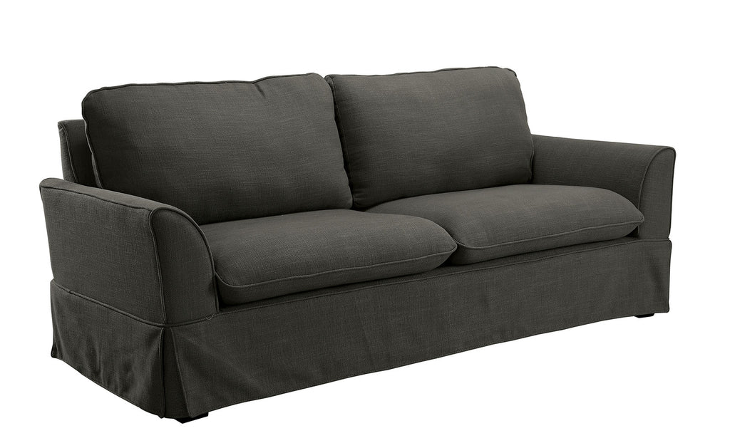 LinenLike Fabric Sofa With Skirted Panel, Gray