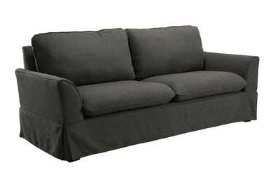 LinenLike Fabric Sofa With Skirted Panel, Gray