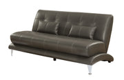 Contemporary Leatherette Sofa With Pillows, Gray