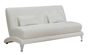 Contemporary Leatherette Sofa With Pillows, White