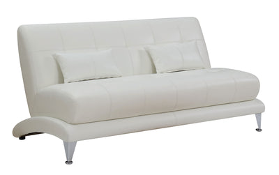 Contemporary Leatherette Sofa With Pillows, White