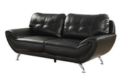 Contemporary Leatherette Sofa With Pillows, Black