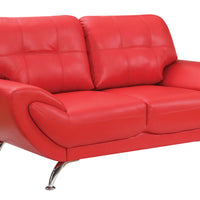 Contemporary Leatherette Love Seat With Tufting, Red