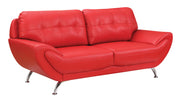 Contemporary Leatherette Sofa With Tufting, Red