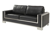 Contemporary Leather Gel Sofa With Plush Cushions, Black