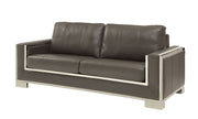 Contemporary Leather Gel Sofa With Plush Cushions, Gray