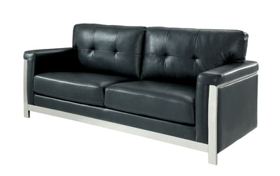 Contemporary Leather Gel Sofa With Tufting, Gray