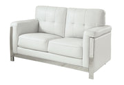 Contemporary Leather Gel Love Seat With Tufting, White
