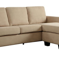 LinenLike Fabric Corner Sleeper Sofa With LShaped Design, Beige