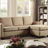LinenLike Fabric Corner Sleeper Sofa With LShaped Design, Beige