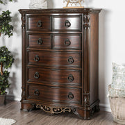Transitional Wood Chest With Antique Drawer Pulls, Brown