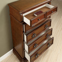 Transitional Solid Wood Chest With 5 Drawers, Brown
