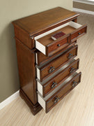 Transitional Solid Wood Chest With 5 Drawers, Brown