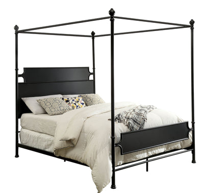Transitional Metal Eastern King Bed With Canopy, Dark Bronze