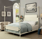 Transitional Metal California King Bed With Canopy, White