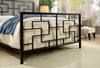 Geometrically Charmed Metal California King Size Bed, Dark Bronze