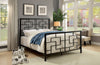 Geometrically Charmed Metal Eastern King Size Bed, Dark Bronze