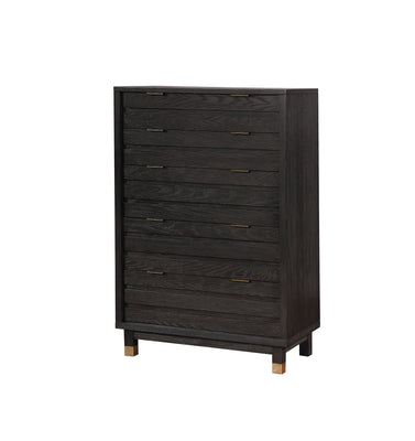 Contemporary Solid Wood Chest With Spacious Drawers, Dark Gray