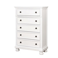 Transitional Solid Wood Chest With Five Drawers, White