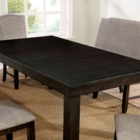 Wooden Rectangular Dining Table with 18" Leaf, Dark Walnut Brown