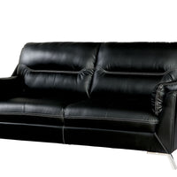 Leatherette Upholstered Sofa with Contrast Stitching, Black