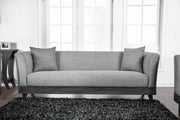 Fabric Upholstered Wooden Sofa with 2 Pillows, Gray