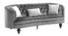 Nail head Trim Fabric upholstered Wooden Sofa with Button Tufting, Gray