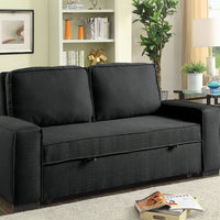 Fabric Upholstered Futon Sofa, Warm Gray