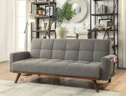 Fabric Tufted Futon Arm Sofa, Light Gray