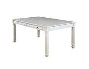 Wood Dining Table With Storage Drawers, White