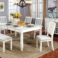 Wood Dining Table With Storage Drawers, White